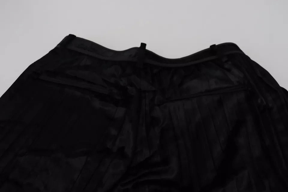 Dsquared² Black pleated high-waisted wide-leg trousers
